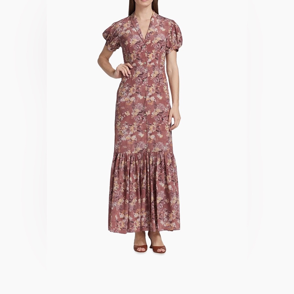 Caroline Constas “Nancy” dress in mauve summer floral color, size S, NWT